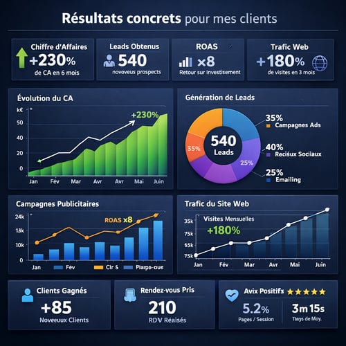 photographic Rsultats concrets pour mes clients version tableau de bord